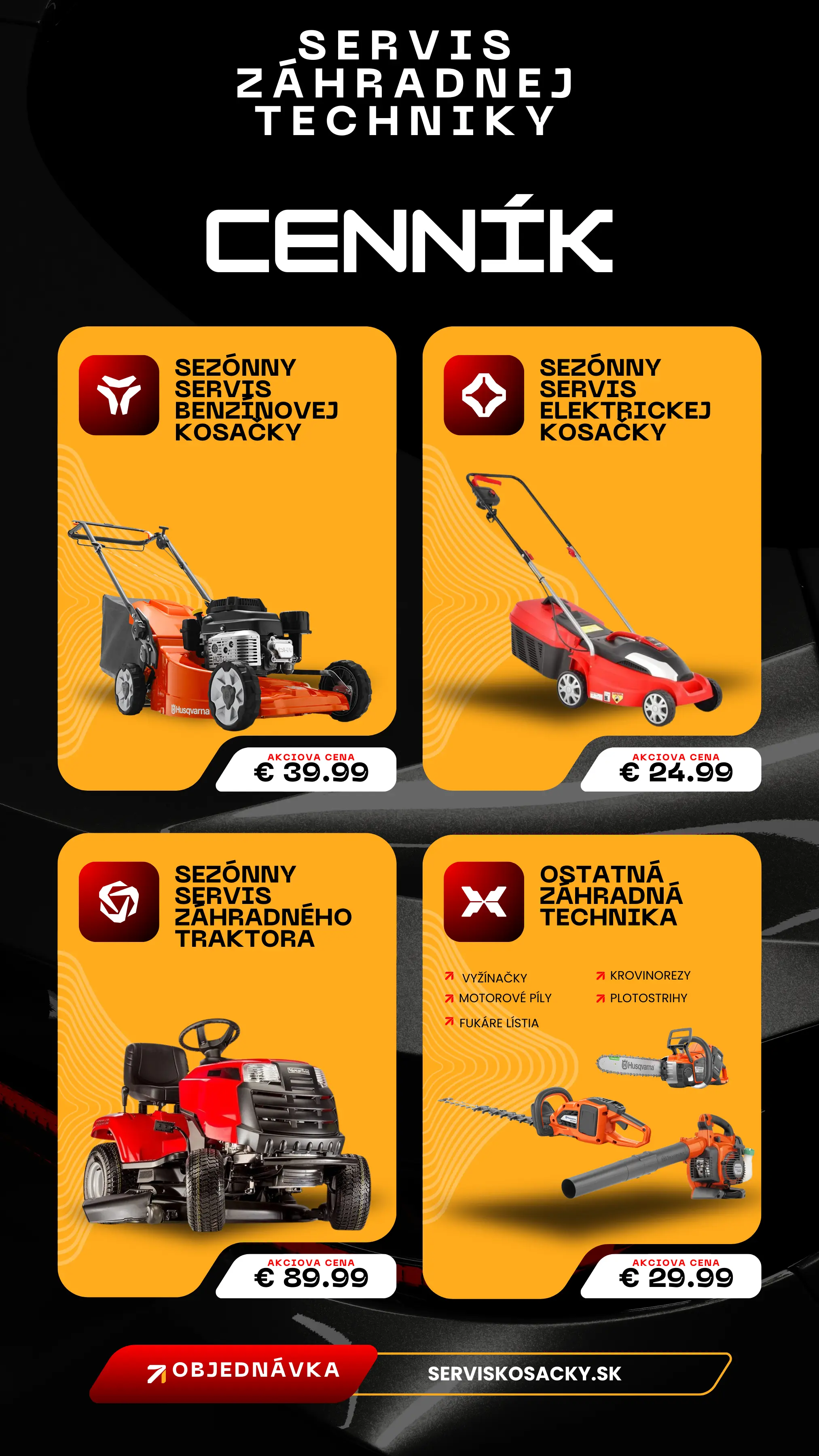 SERVIS KOSACKY CENNIK